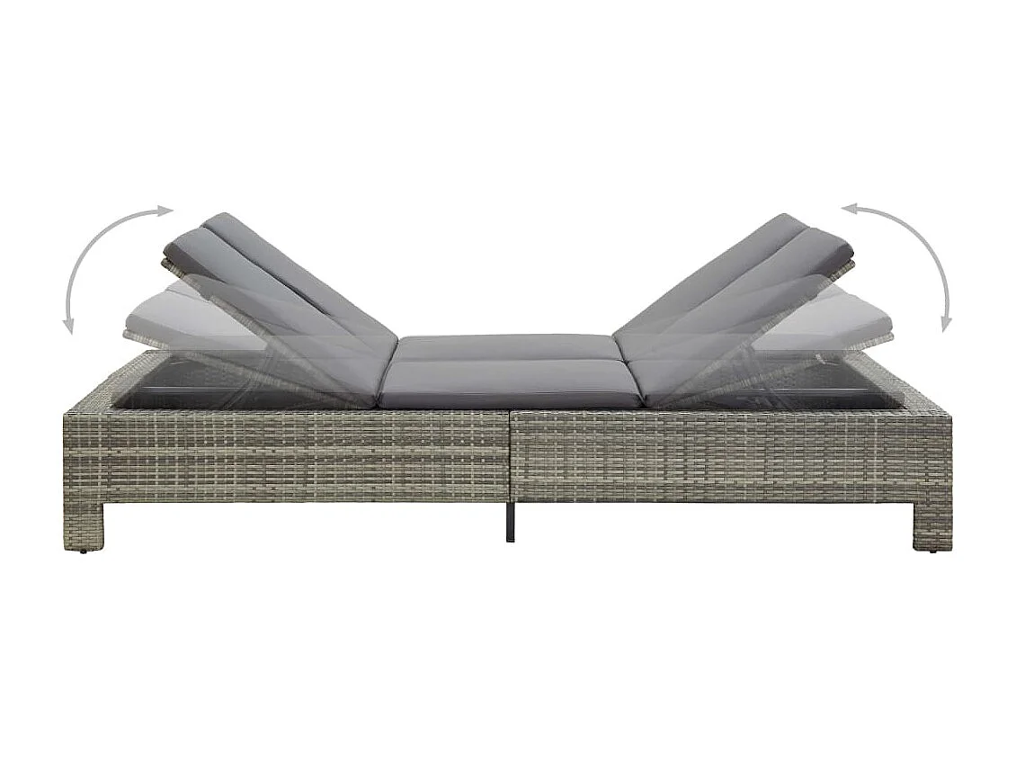 Espreguiçadeira de 2 lugares com almofada cinza Vime resinado