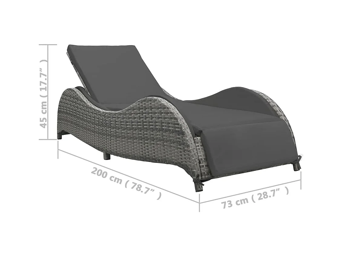Espreguiçadeira com almofada Resina tecida Antracite