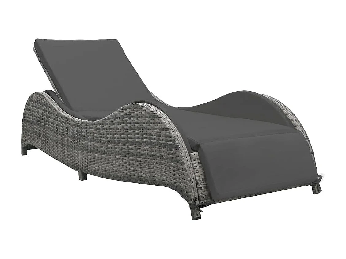 Chaise longue avec coussin Résine tressée Anthracite