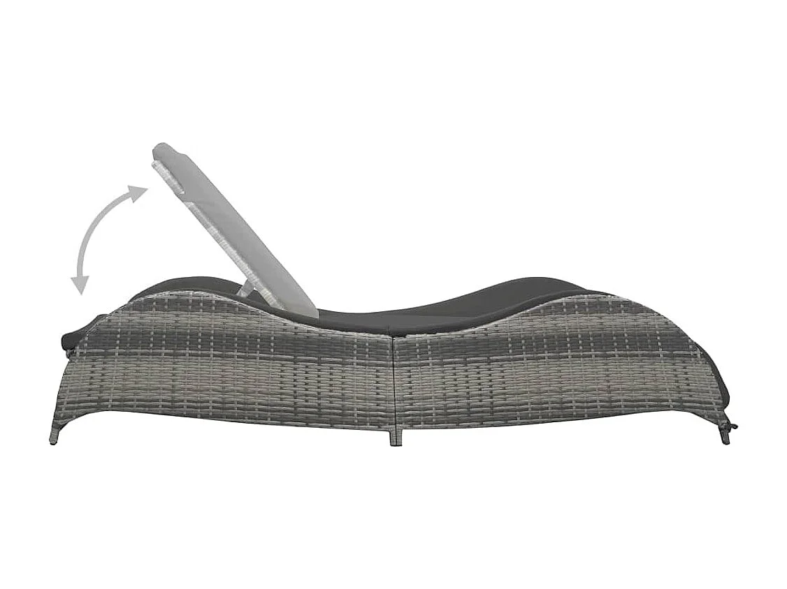 Chaise longue avec coussin Résine tressée Anthracite