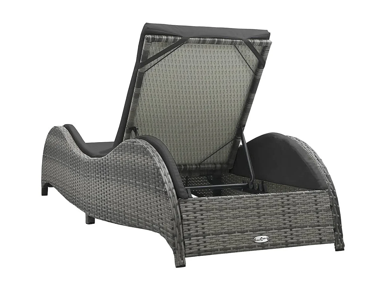 Chaise longue avec coussin Résine tressée Anthracite