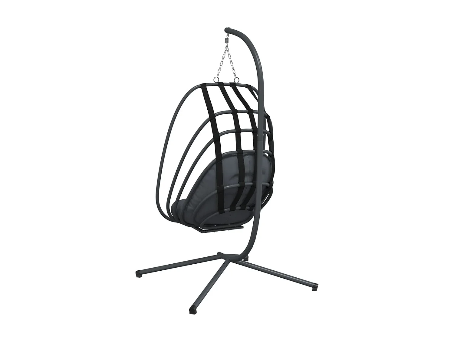 Cadeira suspensa oval com suporte em aço antracite