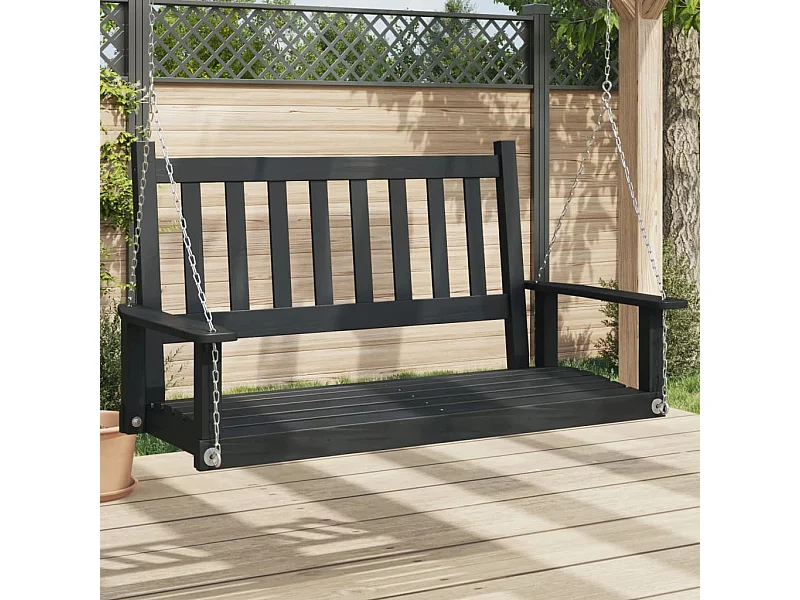 Banc de balançoire de jardin chaînes en métal bois massif sapin