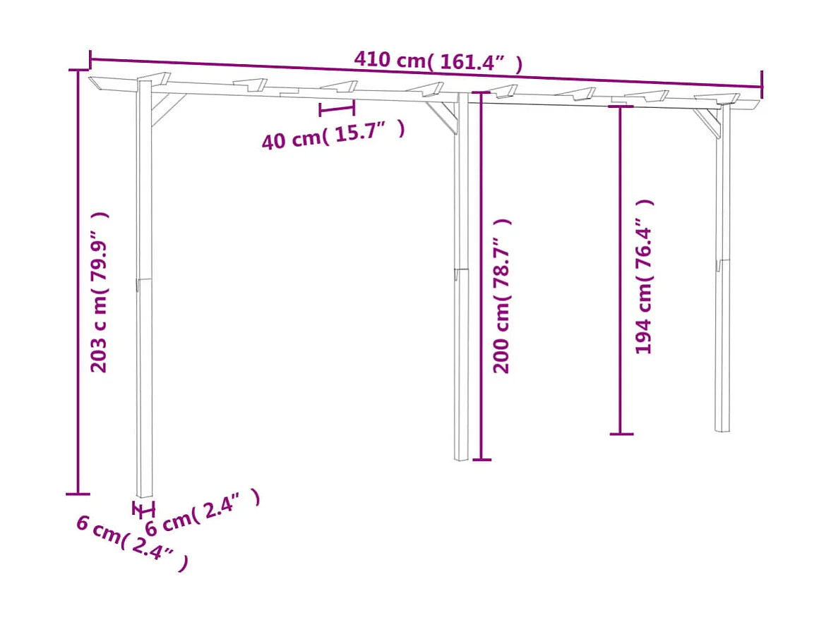 Gartenpergola 410 x 40 x 203 cm Holz