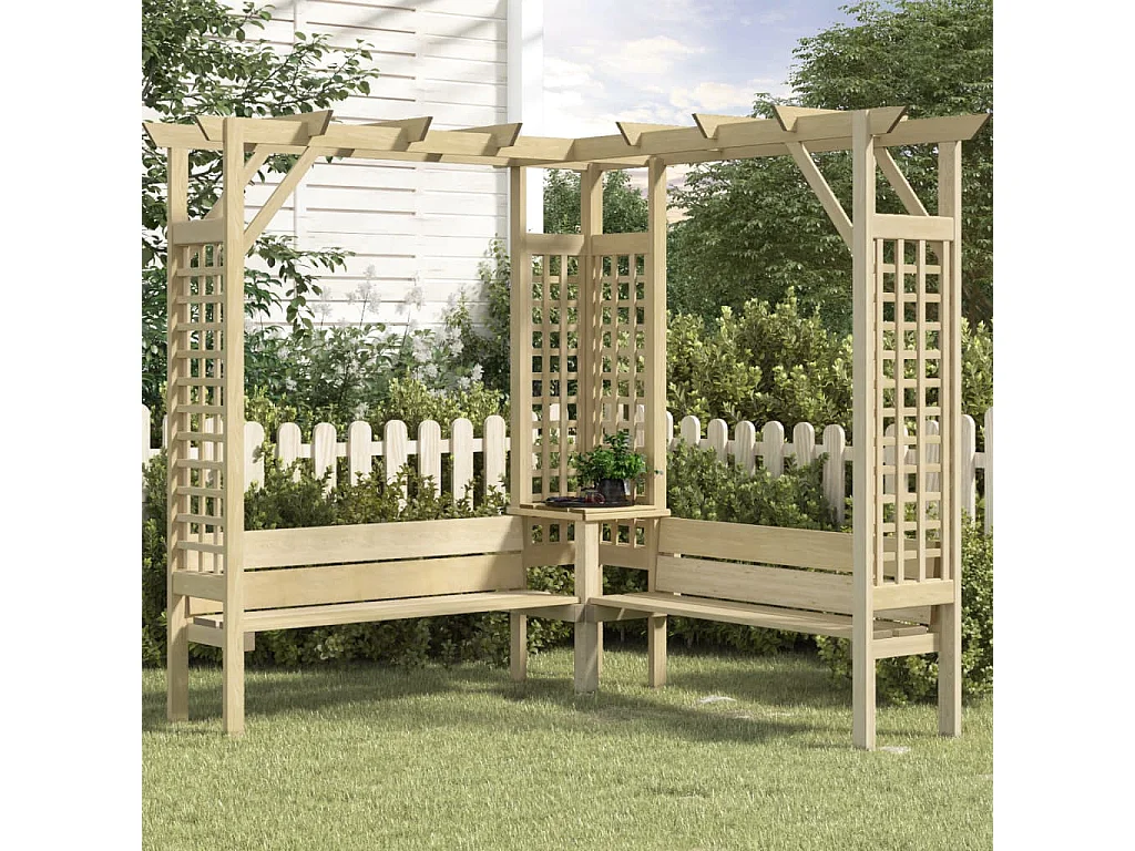 Pergola angolare con panca Legno di pino impregnato