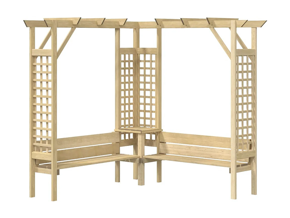Pergola angolare con panca Legno di pino impregnato