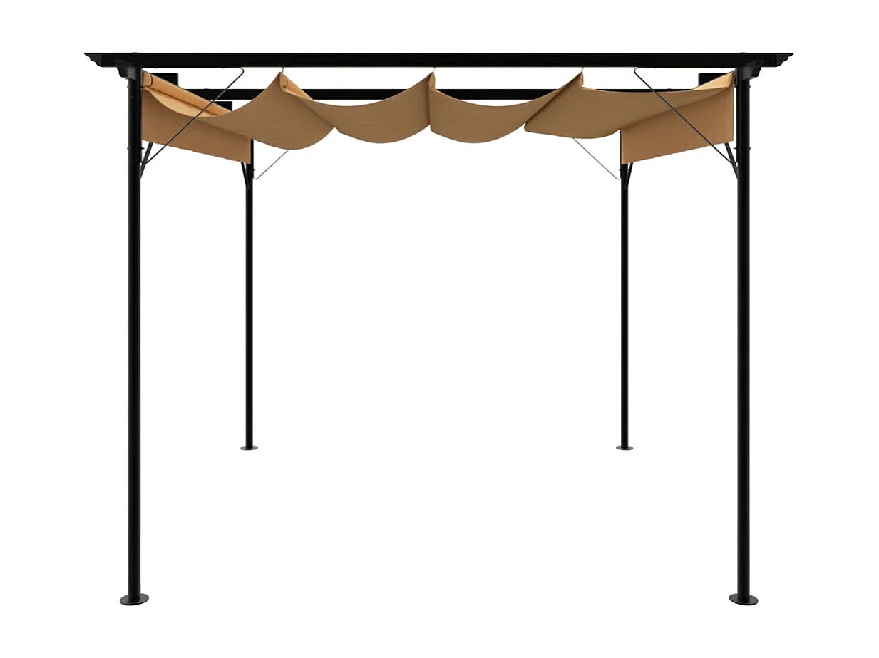 Pérgola con techo retráctil topo 3x3 m acero 180 g/m²