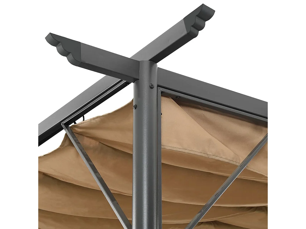 Pérgola con techo retráctil topo 3x3 m acero 180 g/m²