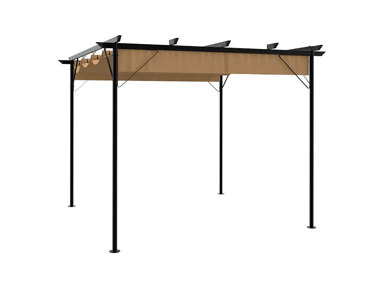 Pergola avec toit rétractable taupe 3x3 m acier 180 g/m²