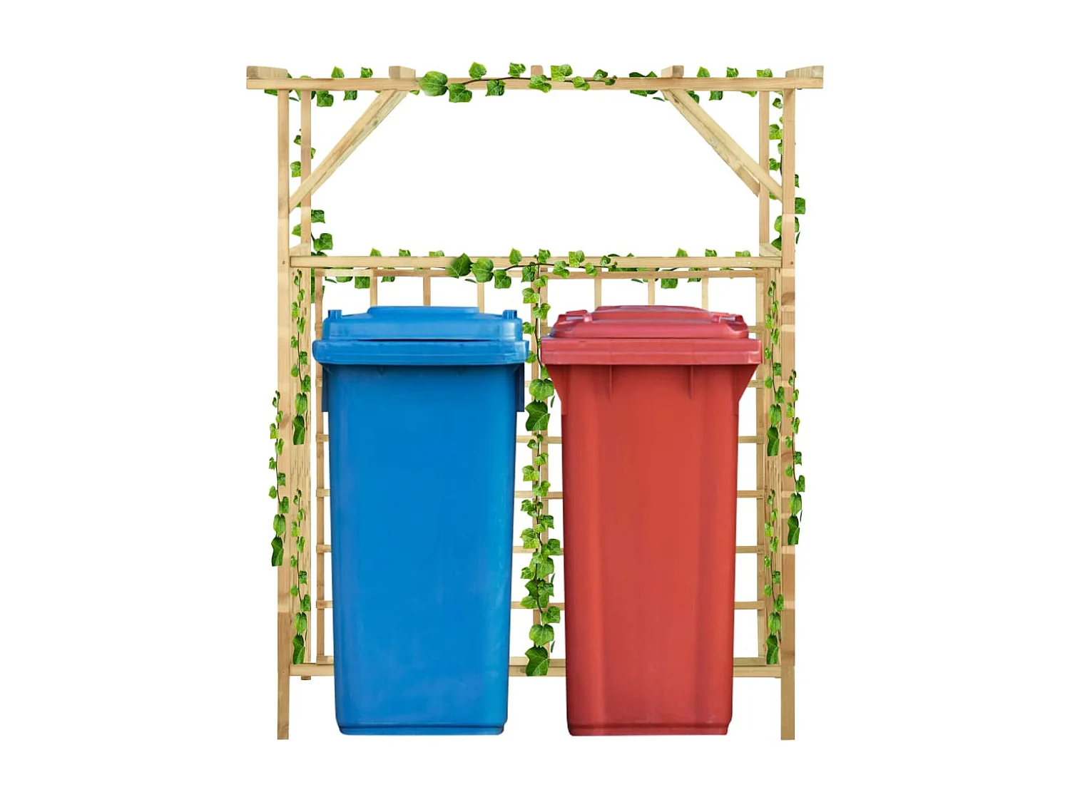 Pérgola de jardín para papeleras dobles Madera de pino impregnada