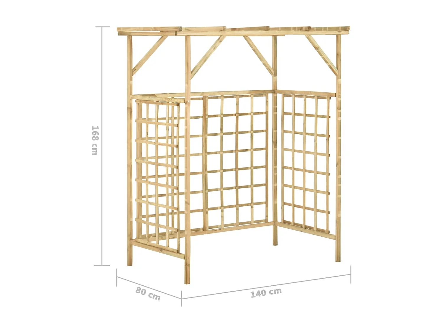 Pérgola de jardín para papeleras dobles Madera de pino impregnada