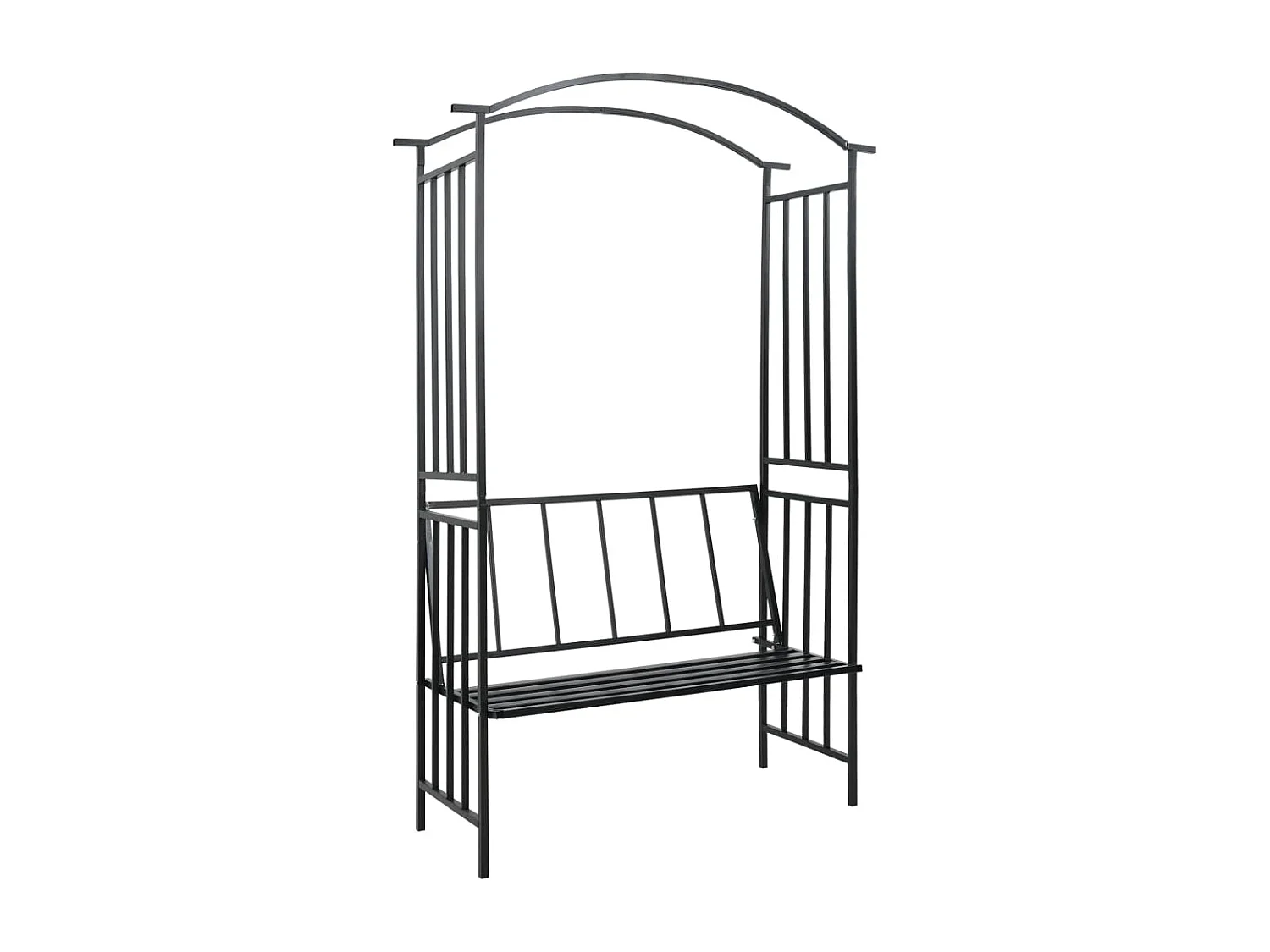 Arco da giardino con panca Nero 128x50x207 cm Ferro