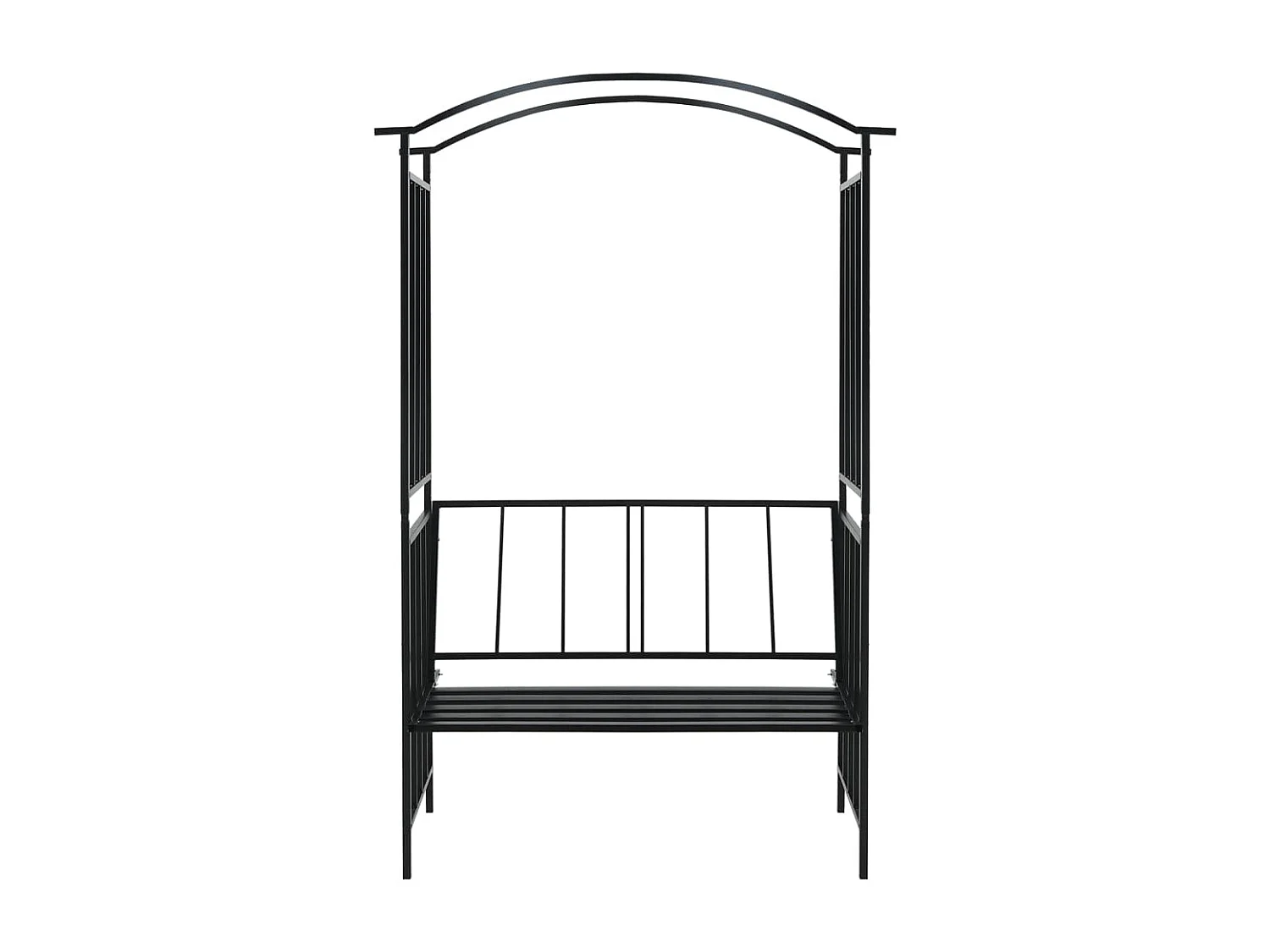 Arco da giardino con panca Nero 128x50x207 cm Ferro