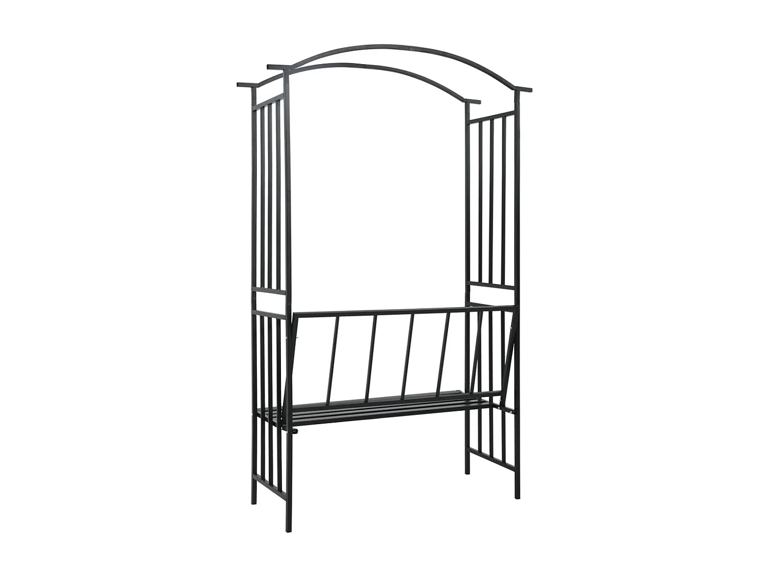 Arco da giardino con panca Nero 128x50x207 cm Ferro