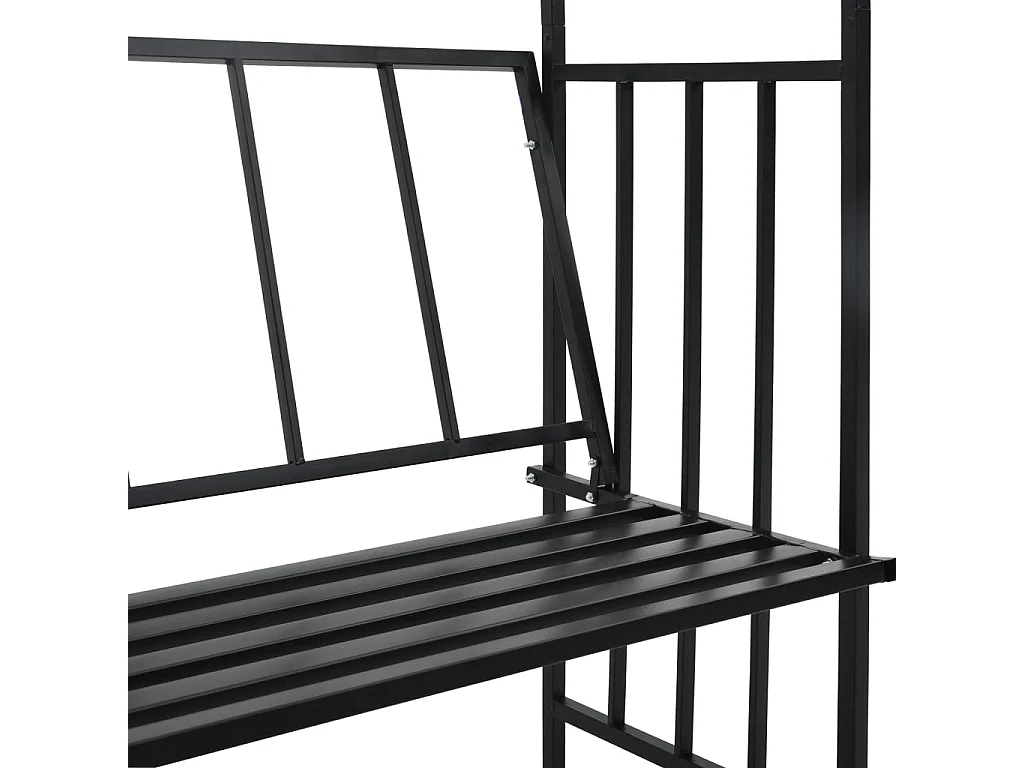 Arco da giardino con panca Nero 128x50x207 cm Ferro