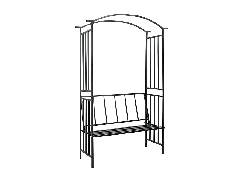 Voûte de jardin avec banc Noir 128x50x207 cm Fer
