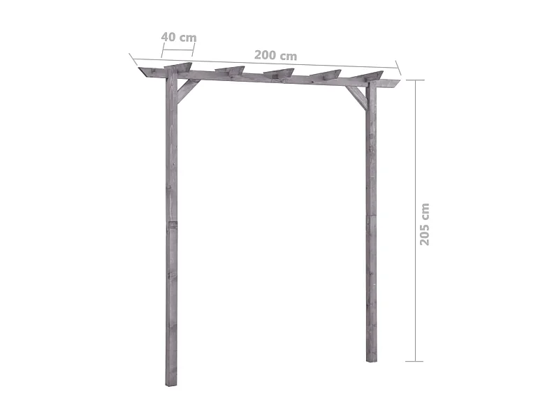 Pérgola de jardín gris 200x40x205 cm Madera de pino impregnada