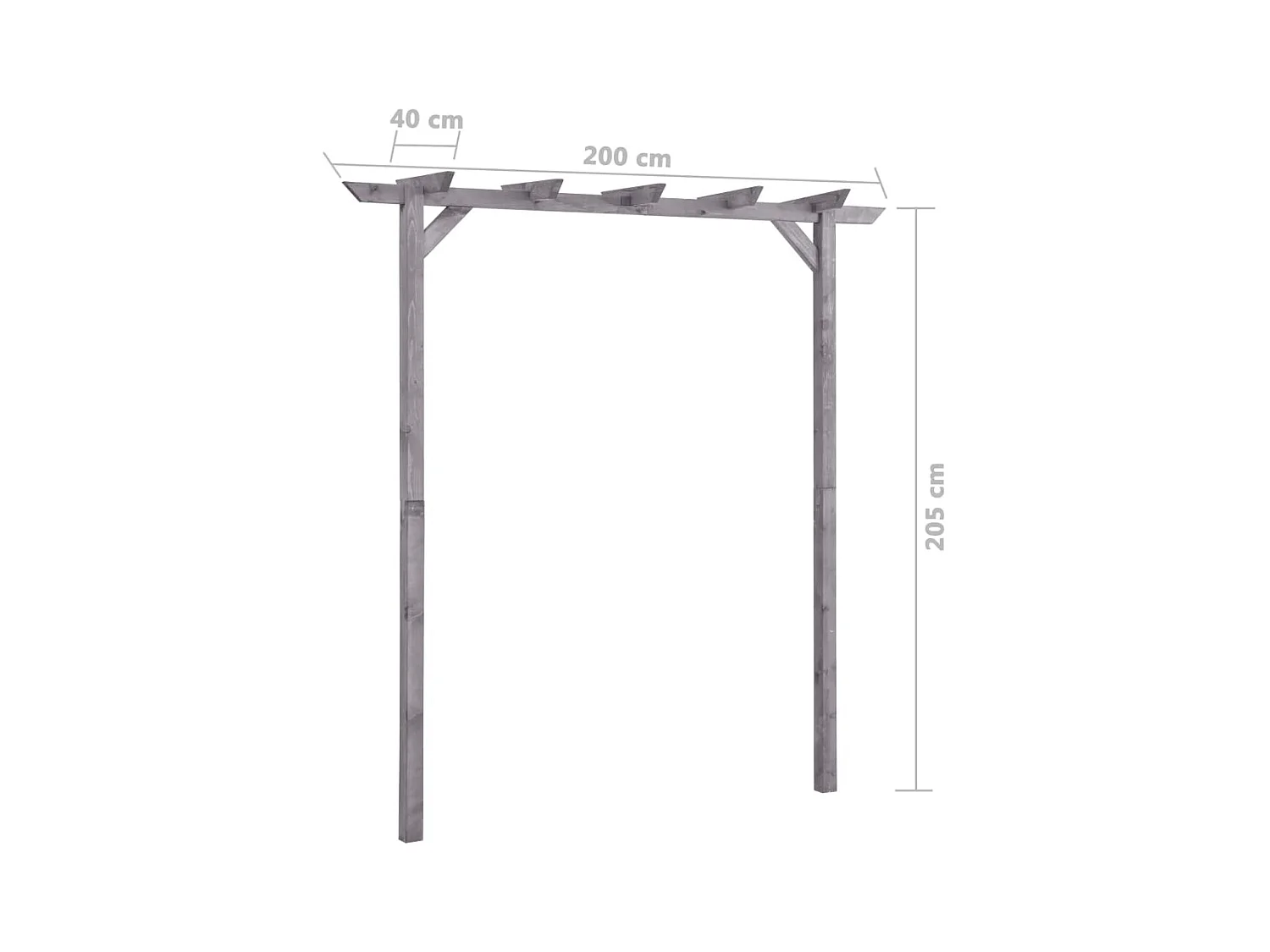 Pergola de jardin Gris 200x40x205 cm Bois de pin imprégné