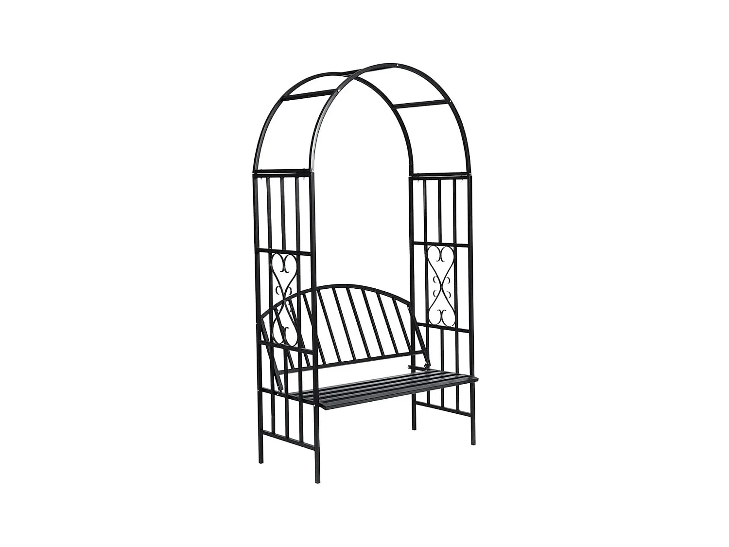 Voûte à roses de jardin avec banc