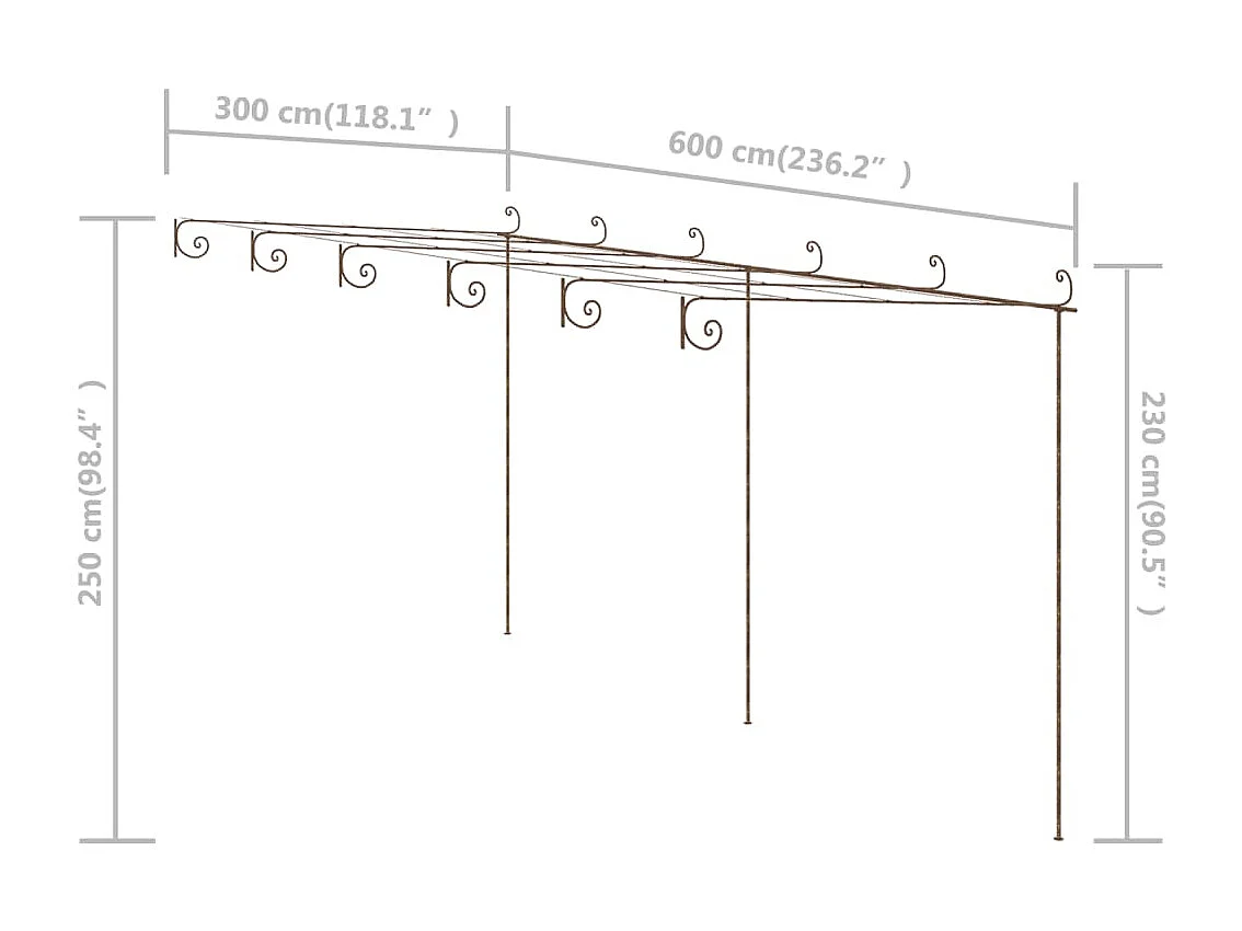 Pergola de jardin Marron antique 6x3x2,5 m Fer
