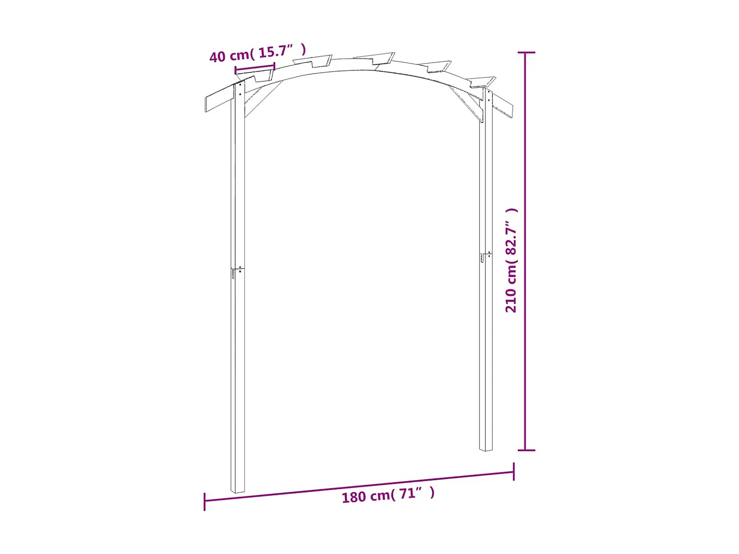 Pergolato da giardino 180x210x40 cm Legno di pino impregnato