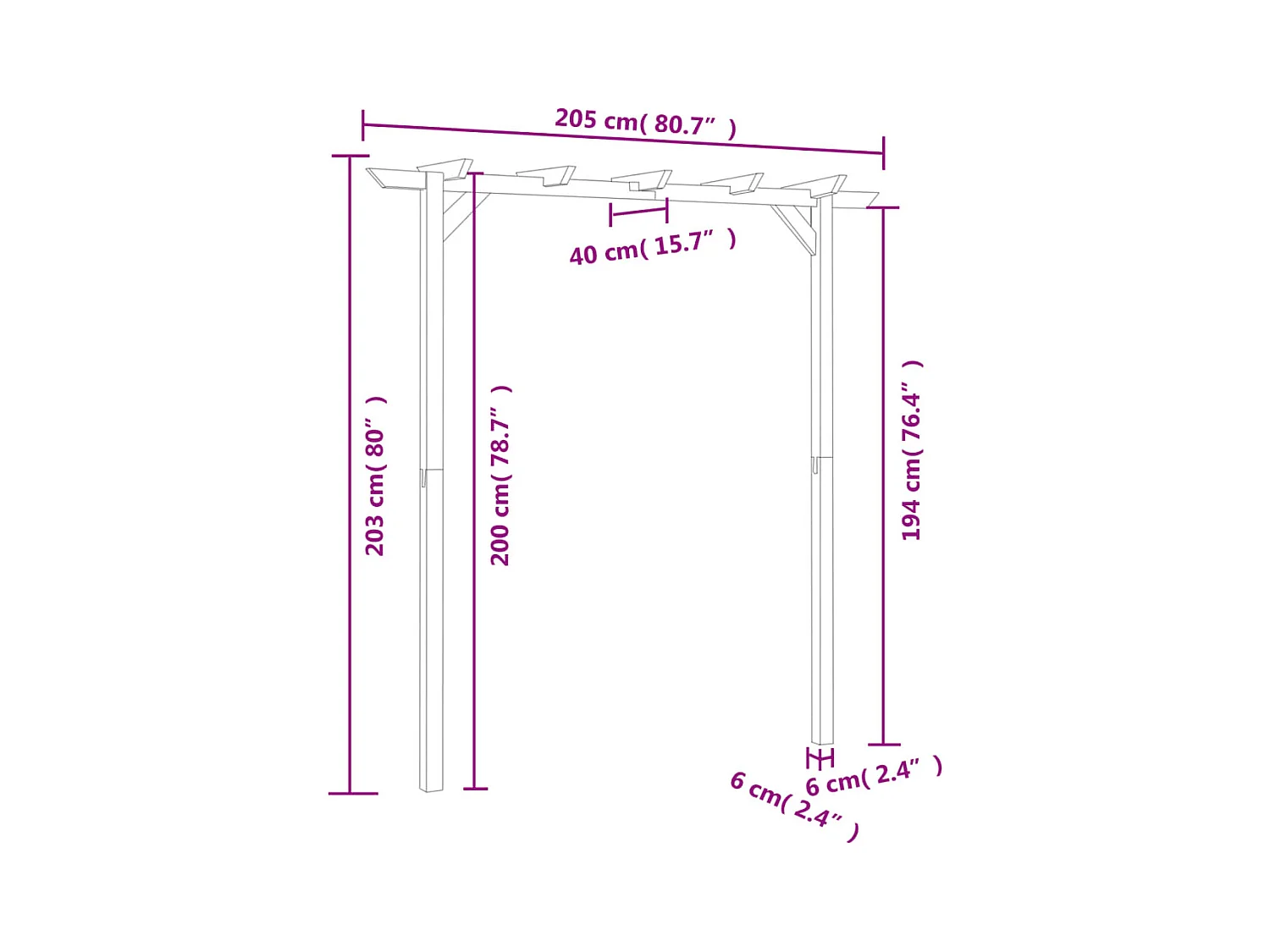 Gartenpergola 205 x 40 x 203 cm Holz