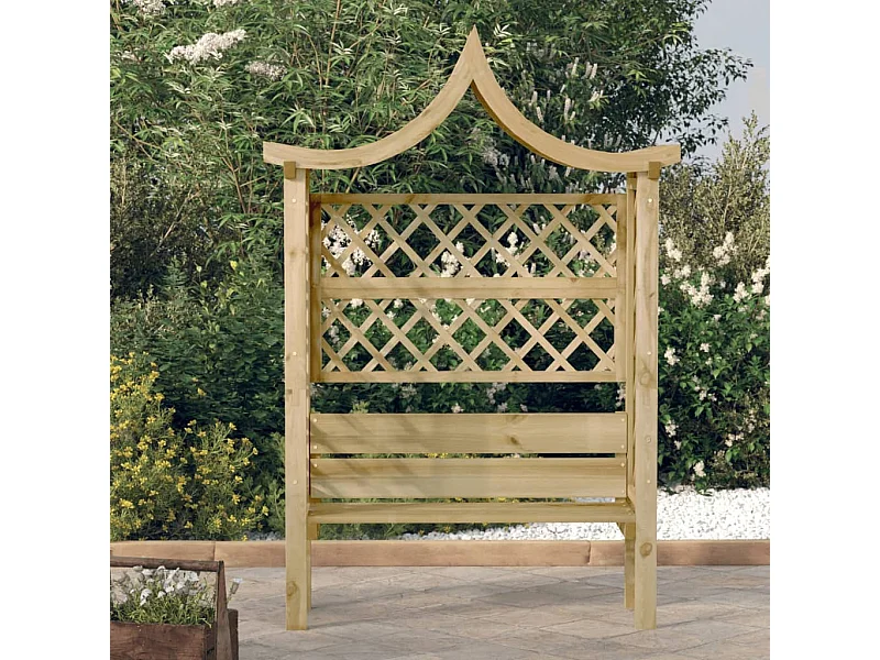 Pergolato da giardino con tettoia e panca Legno di pino impregnato