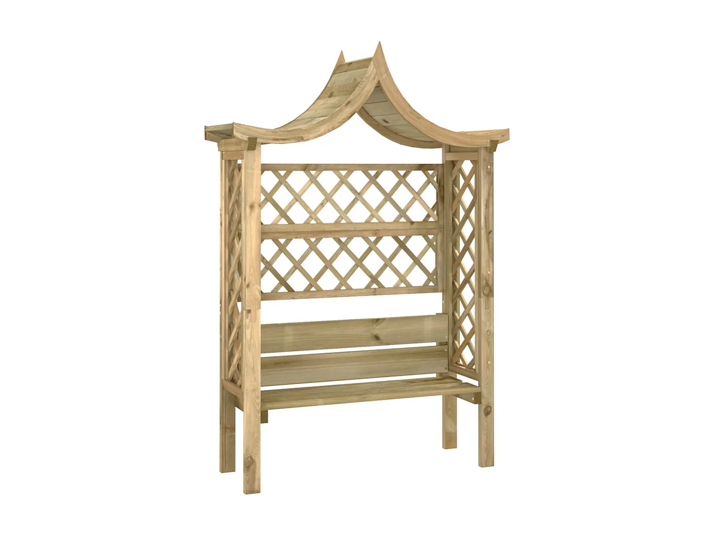 Pergola de jardin avec toit et banc Bois de pin imprégné