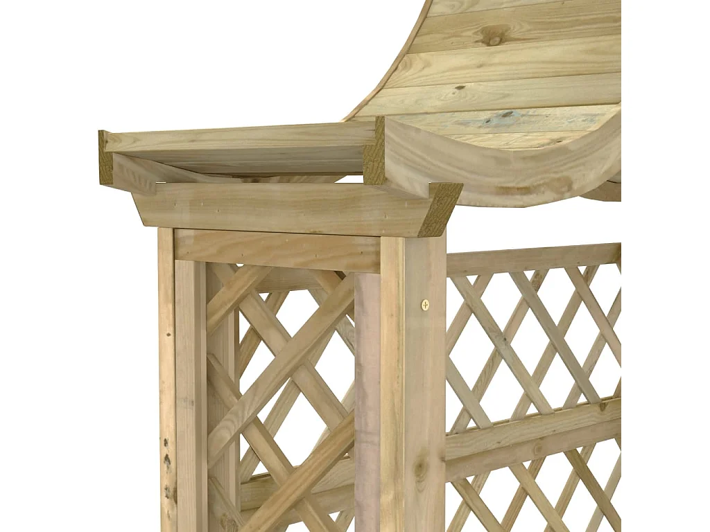 Pergola de jardin avec toit et banc Bois de pin imprégné