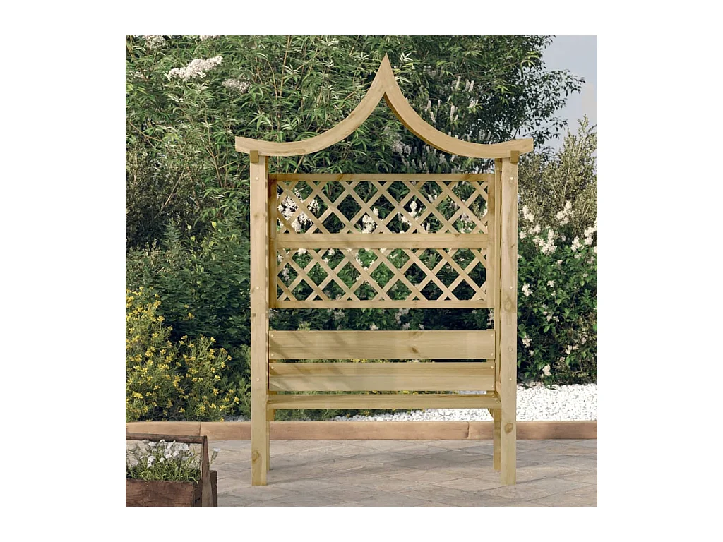 Pergola de jardin avec toit et banc Bois de pin imprégné