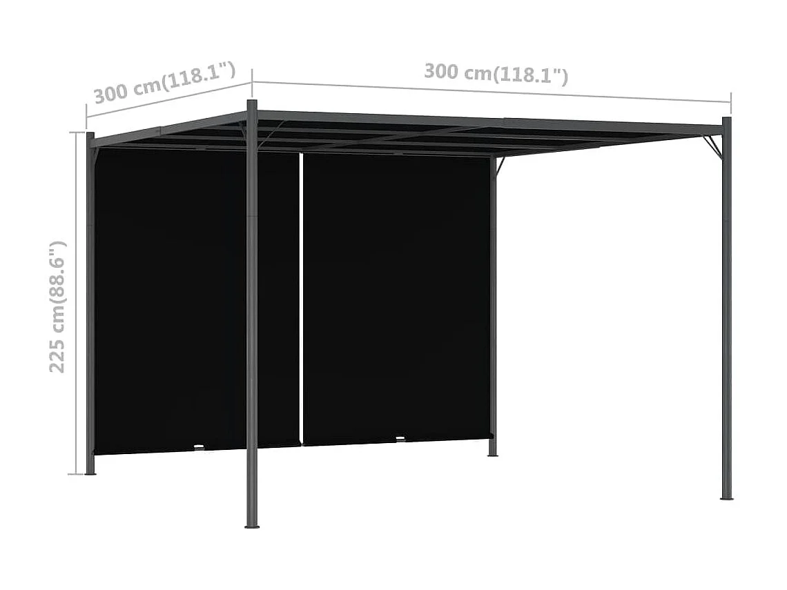 Pergola de jardin avec toit rétractable 3x3 m Anthracite