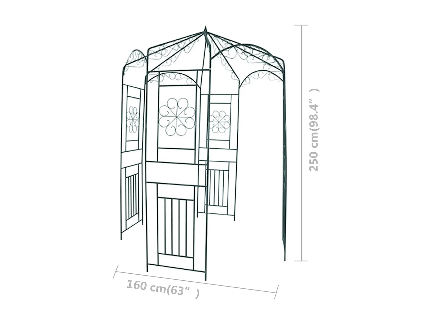 Arco da giardino 250 cm Verde scuro