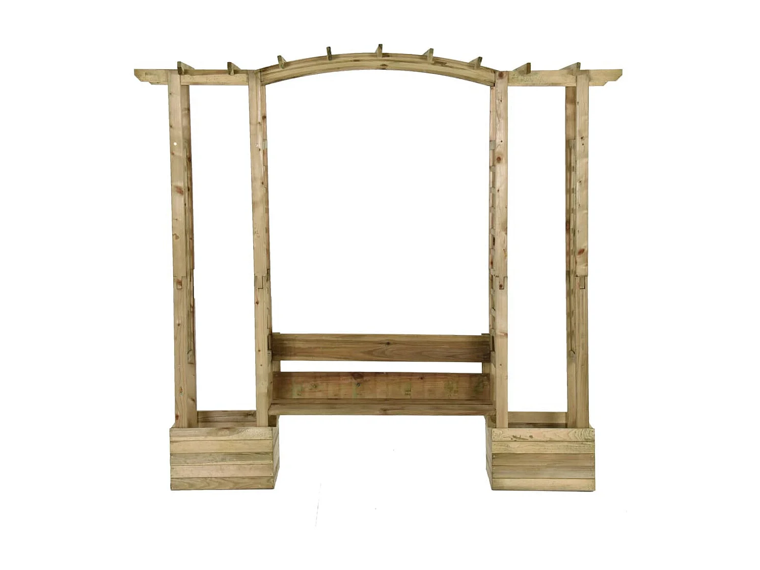 Pérgola de jardín con banco y jardineras Madera de pino impregnada