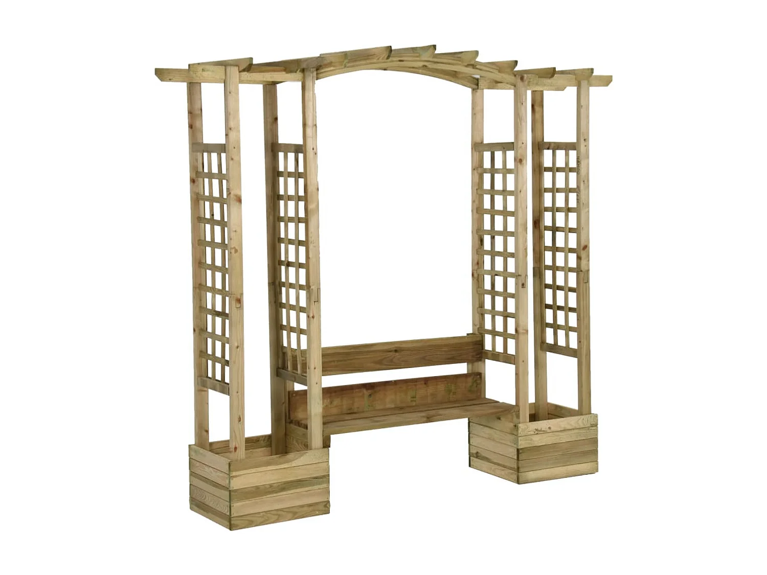 Pergola de jardin avec banc et jardinières Bois de pin imprégné