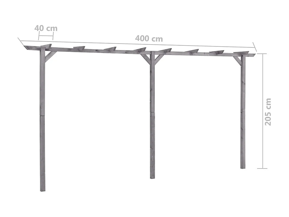 Pergola de jardin Gris 400x40x205 cm Bois de pin imprégné