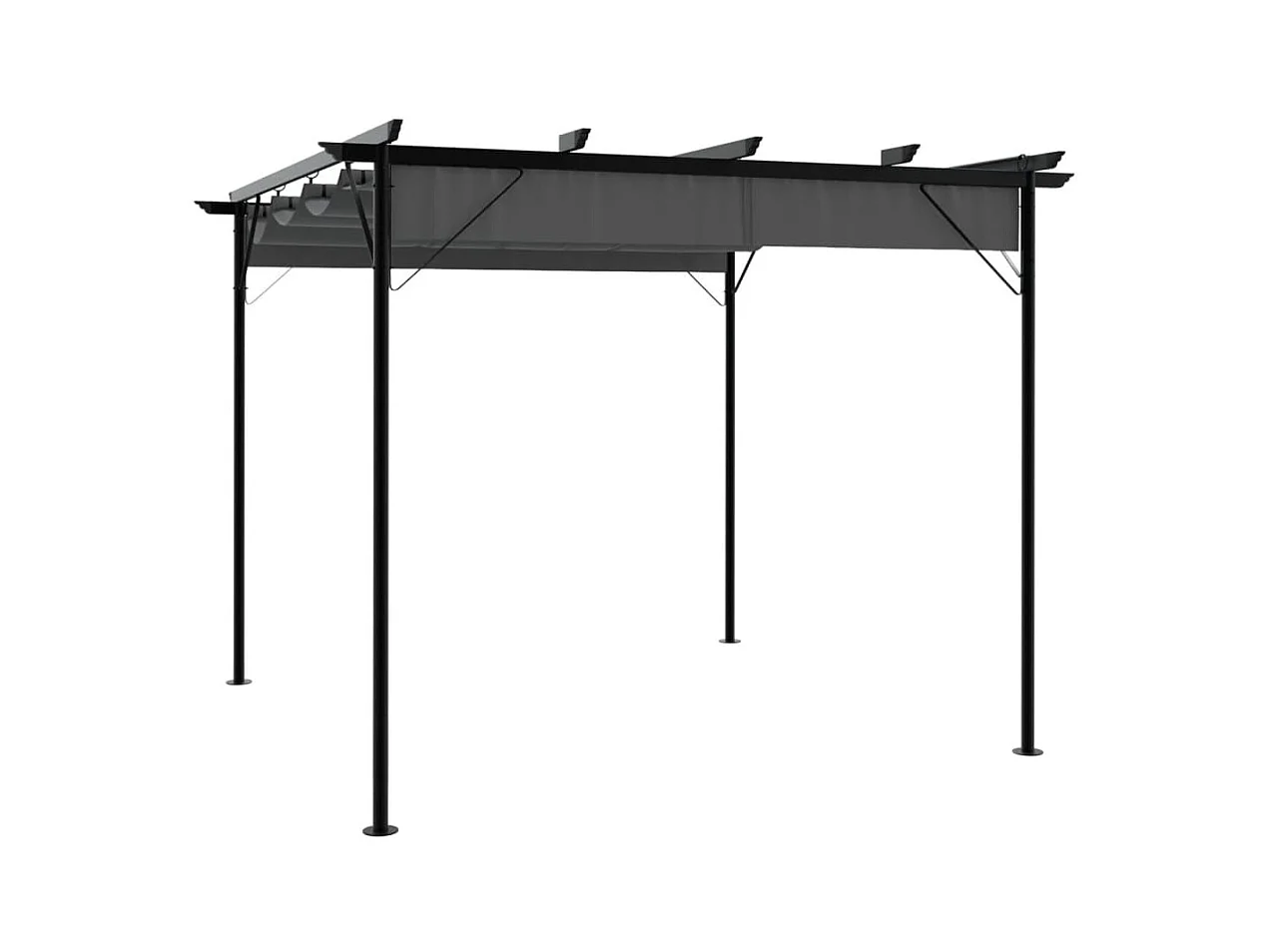 Pérgula com teto retrátil antracite 3x3 m aço 180 g/m²