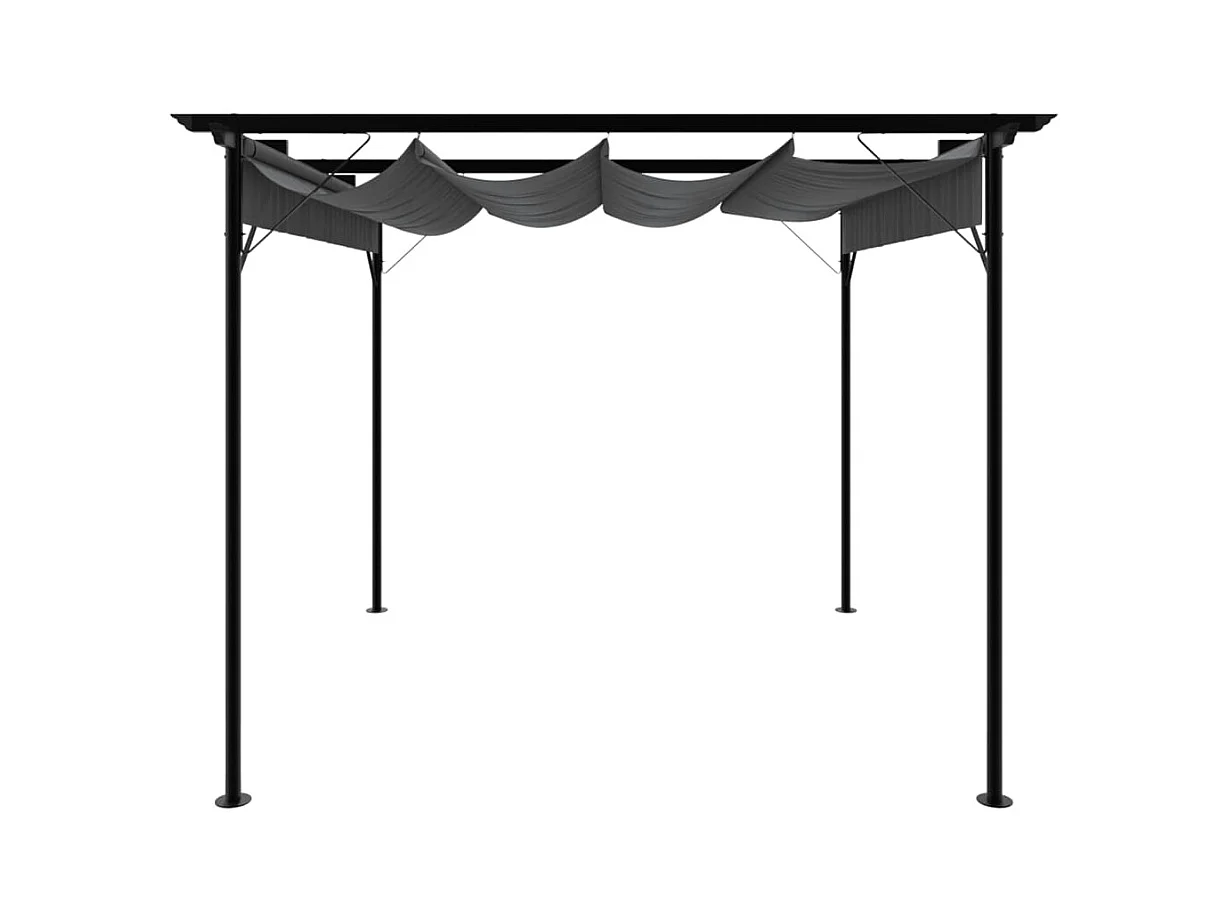 Pergola avec toit rétractable anthracite 3x3 m acier 180 g/m²
