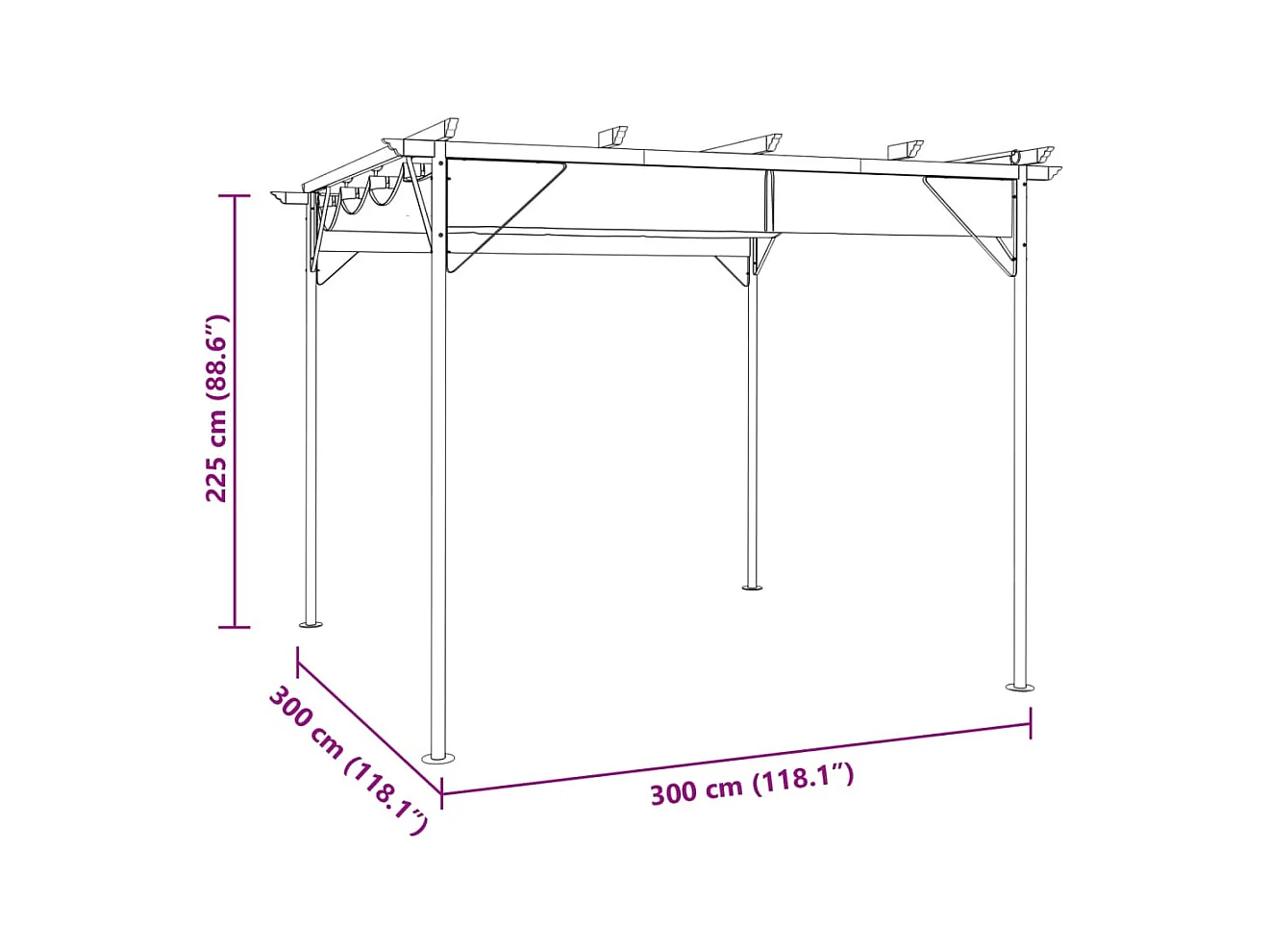 Pergola avec toit rétractable anthracite 3x3 m acier 180 g/m²