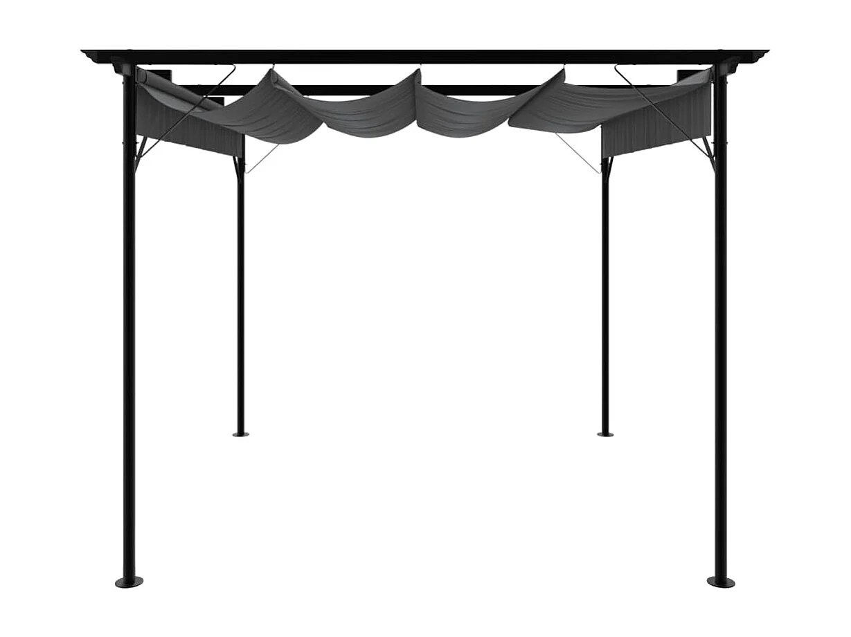 Pergola con tetto retrattile antracite 3x3 m acciaio 180 g/m²