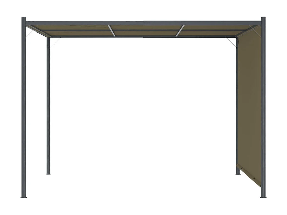 Pérgula de jardim com toldo retrátil 3x3 m Taupe 180 g/m²