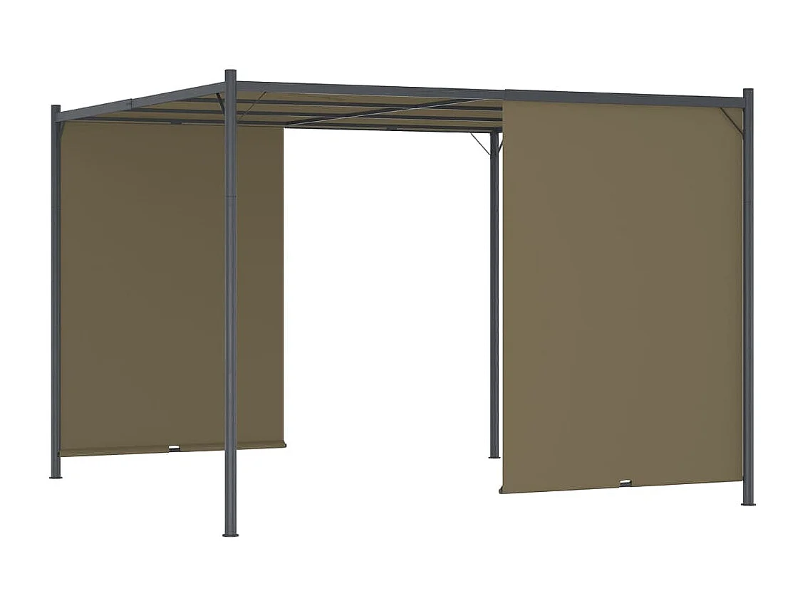 Pergola da giardino con tenda retrattile 3x3 m Tortora 180 g/m²