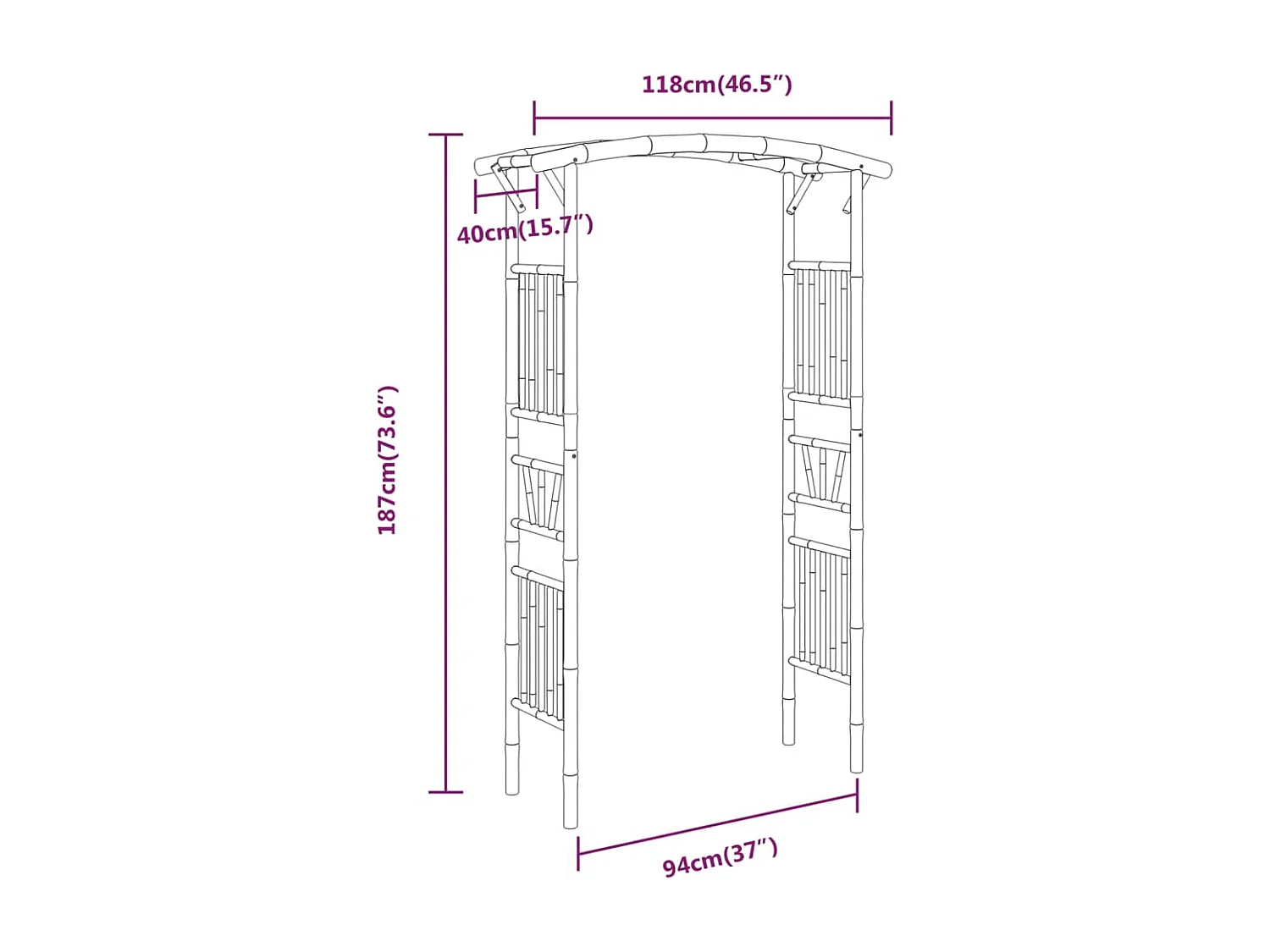 Boog voor rozenstruiken Bamboe 118x40x187 cm