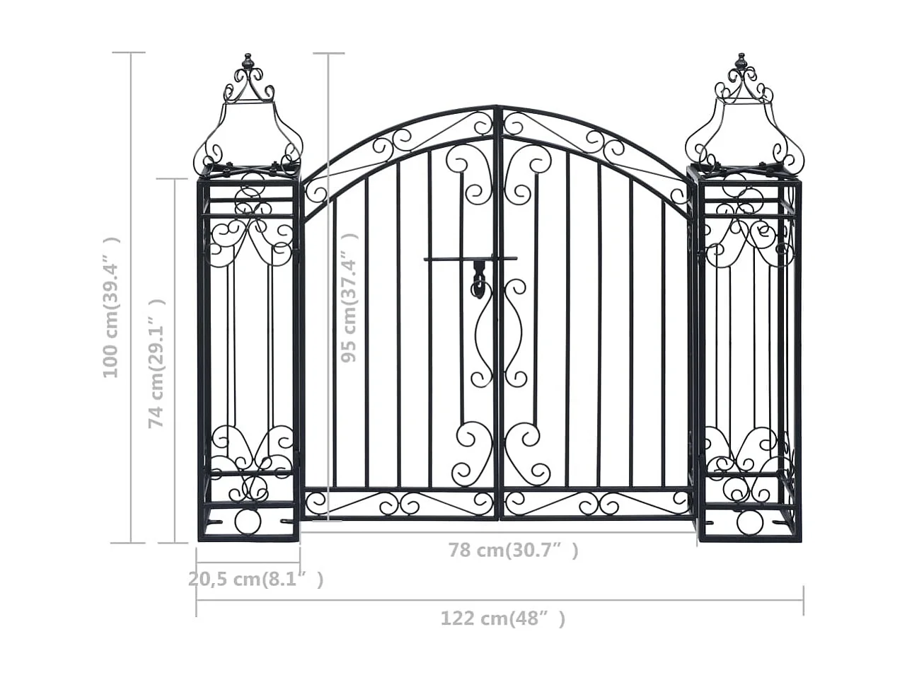 Portão de jardim ornamental Ferro forjado 122x20,5x100 cm