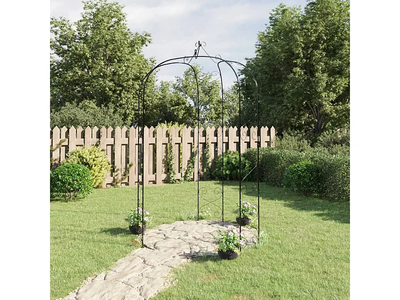 Arco de jardín Negro Ø180x255 cm Acero