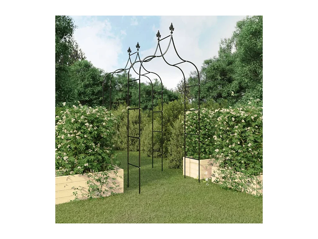 Gartenbögen 2 Stück Schwarz 120x38x260 cm Stahl