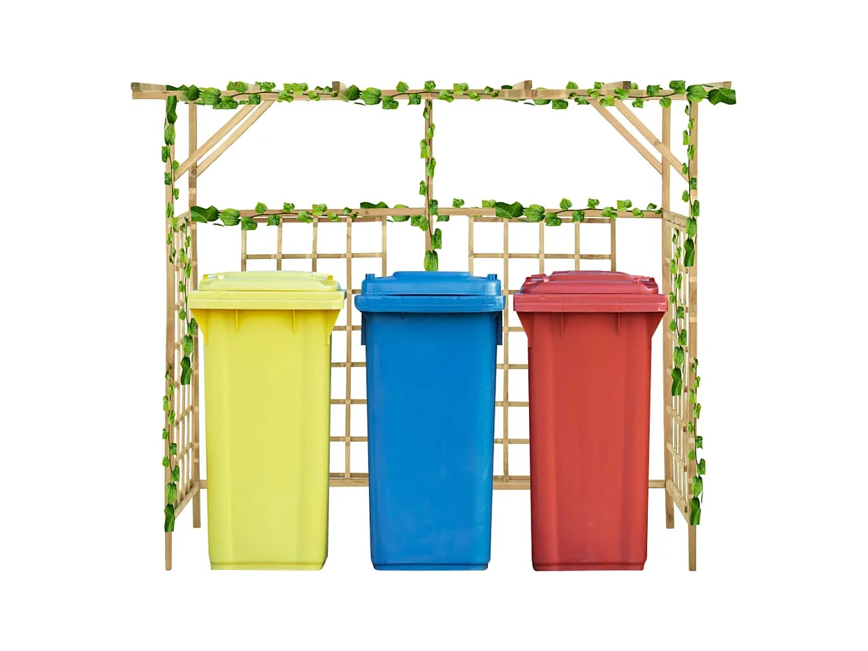 Pergola de jardin pour poubelles triples Bois de pin imprégné