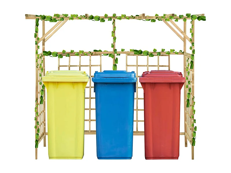 Pergola de jardin pour poubelles triples Bois de pin imprégné