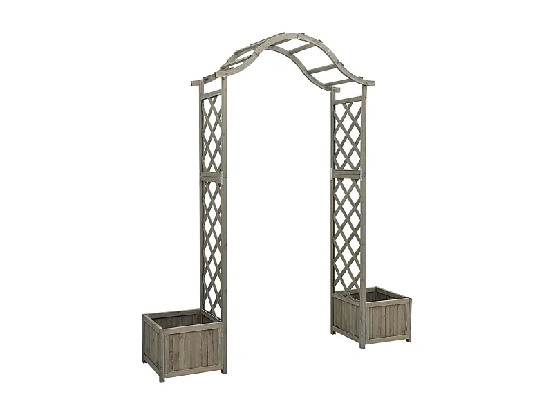 Pérgola de jardín con jardinera Gris Madera maciza de pino