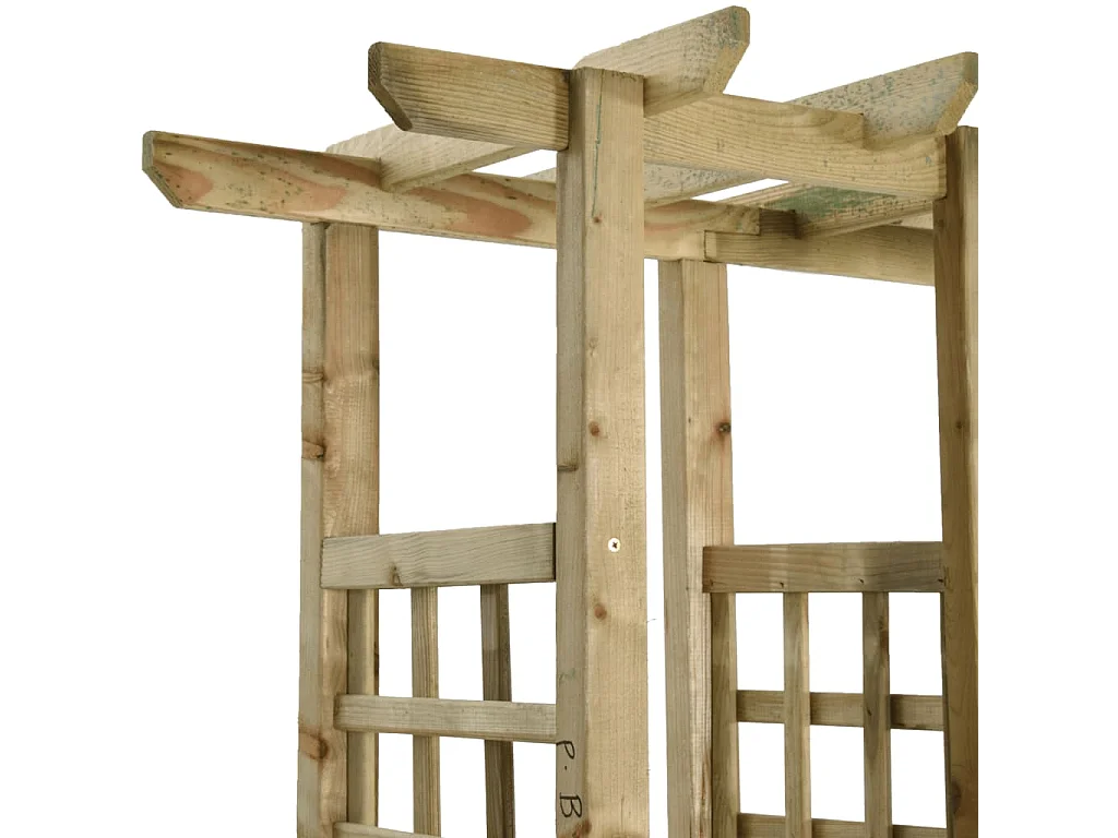 Pérgola de jardín con banco y jardineras Madera de pino impregnada