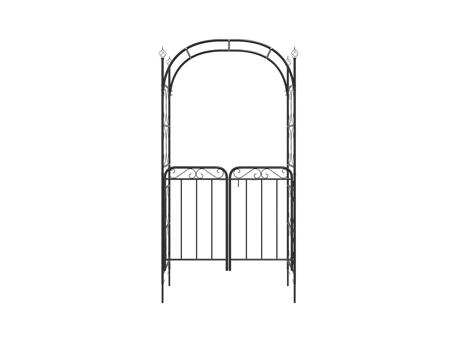 Arco de jardín con puerta negra 108x45x235 cm acero